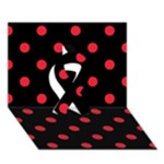 Polka Dots - Alizarin Red on Black Ribbon 3D Greeting Card (7x5)