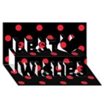 Polka Dots - Alizarin Red on Black Best Wish 3D Greeting Card (8x4)