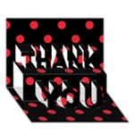 Polka Dots - Alizarin Red on Black THANK YOU 3D Greeting Card (7x5)