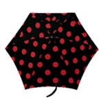 Polka Dots - Alizarin Red on Black Mini Umbrella
