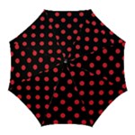 Polka Dots - Alizarin Red on Black Golf Umbrella