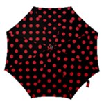Polka Dots - Alizarin Red on Black Hook Handle Umbrella (Medium)