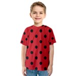Polka Dots - Black on Fire Engine Red Kid s Sport Mesh Tee