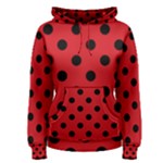 Polka Dots - Black on Fire Engine Red Women s Pullover Hoodie