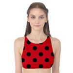 Polka Dots - Black on Fire Engine Red Tank Bikini Top
