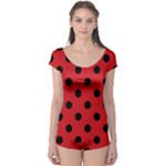 Polka Dots - Black on Fire Engine Red Boyleg Leotard (Ladies)