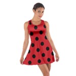 Polka Dots - Black on Fire Engine Red Cotton Racerback Dress