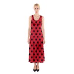 Polka Dots - Black on Fire Engine Red Full Print Maxi Dress