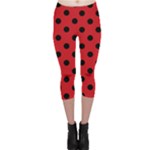 Polka Dots - Black on Fire Engine Red Capri Leggings