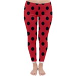 Polka Dots - Black on Fire Engine Red Winter Leggings