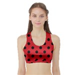 Polka Dots - Black on Fire Engine Red Women s Sports Bra with Border