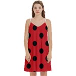 Polka Dots - Black on Fire Engine Red Women s Reversible Sports Bra with Border