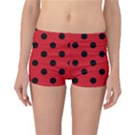 Polka Dots - Black on Fire Engine Red Boyleg Bikini Bottoms