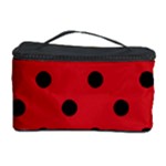 Polka Dots - Black on Fire Engine Red Cosmetic Storage Case
