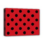 Polka Dots - Black on Fire Engine Red Deluxe Canvas 16  x 12  (Stretched)