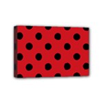 Polka Dots - Black on Fire Engine Red Mini Canvas 6  x 4  (Stretched)