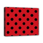 Polka Dots - Black on Fire Engine Red Canvas 10  x 8  (Stretched)