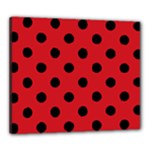 Polka Dots - Black on Fire Engine Red Canvas 24  x 20  (Stretched)