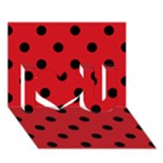 Polka Dots - Black on Fire Engine Red I Love You 3D Greeting Card (7x5)