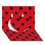 Polka Dots - Black on Fire Engine Red Heart 3D Greeting Card (7x5)