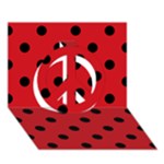 Polka Dots - Black on Fire Engine Red Peace Sign 3D Greeting Card (7x5)