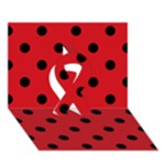 Polka Dots - Black on Fire Engine Red Ribbon 3D Greeting Card (7x5)
