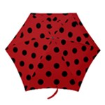 Polka Dots - Black on Fire Engine Red Mini Umbrella