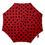 Polka Dots - Black on Fire Engine Red Hook Handle Umbrella (Large)
