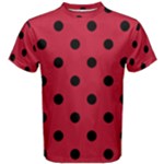 Polka Dots - Black on Cardinal Red Men s Cotton Tee
