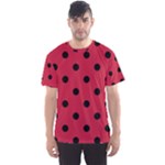 Polka Dots - Black on Cardinal Red Men s Sport Mesh Tee