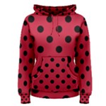 Polka Dots - Black on Cardinal Red Women s Pullover Hoodie