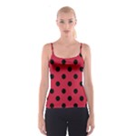 Polka Dots - Black on Cardinal Red Spaghetti Strap Top