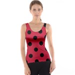 Polka Dots - Black on Cardinal Red Tank Top