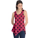 Polka Dots - Black on Cardinal Red Sleeveless Tunic