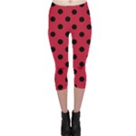 Polka Dots - Black on Cardinal Red Capri Leggings