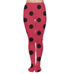 Polka Dots - Black on Cardinal Red Women s Tights