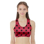 Polka Dots - Black on Cardinal Red Women s Sports Bra with Border