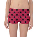 Polka Dots - Black on Cardinal Red Boyleg Bikini Bottoms
