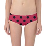 Polka Dots - Black on Cardinal Red Classic Bikini Bottoms
