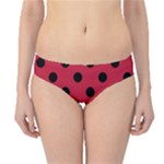 Polka Dots - Black on Cardinal Red Hipster Bikini Bottoms