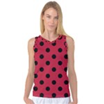 Polka Dots - Black on Cardinal Red Women s Basketball Tank Top