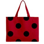 Polka Dots - Black on Cardinal Red Zipper Mini Tote Bag