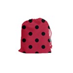 Polka Dots - Black on Cardinal Red Drawstring Pouch (S)