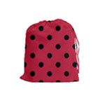Polka Dots - Black on Cardinal Red Drawstring Pouch (L)
