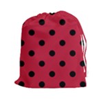 Polka Dots - Black on Cardinal Red Drawstring Pouch (XXl)