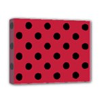 Polka Dots - Black on Cardinal Red Deluxe Canvas 14  x 11  (Stretched)