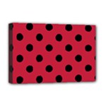 Polka Dots - Black on Cardinal Red Deluxe Canvas 18  x 12  (Stretched)