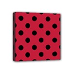 Polka Dots - Black on Cardinal Red Mini Canvas 4  x 4  (Stretched)
