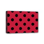 Polka Dots - Black on Cardinal Red Mini Canvas 6  x 4  (Stretched)