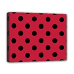 Polka Dots - Black on Cardinal Red Canvas 10  x 8  (Stretched)